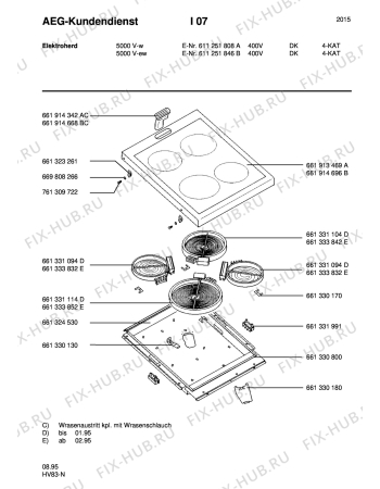 Взрыв-схема плиты (духовки) Aeg 5000V-W DK - Схема узла Section1